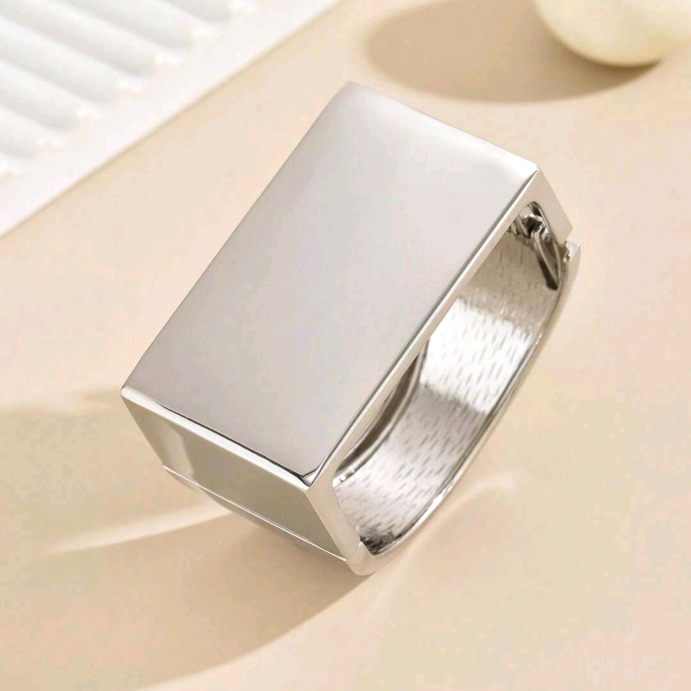 Womens Geometric Silver Cuff Bracelet